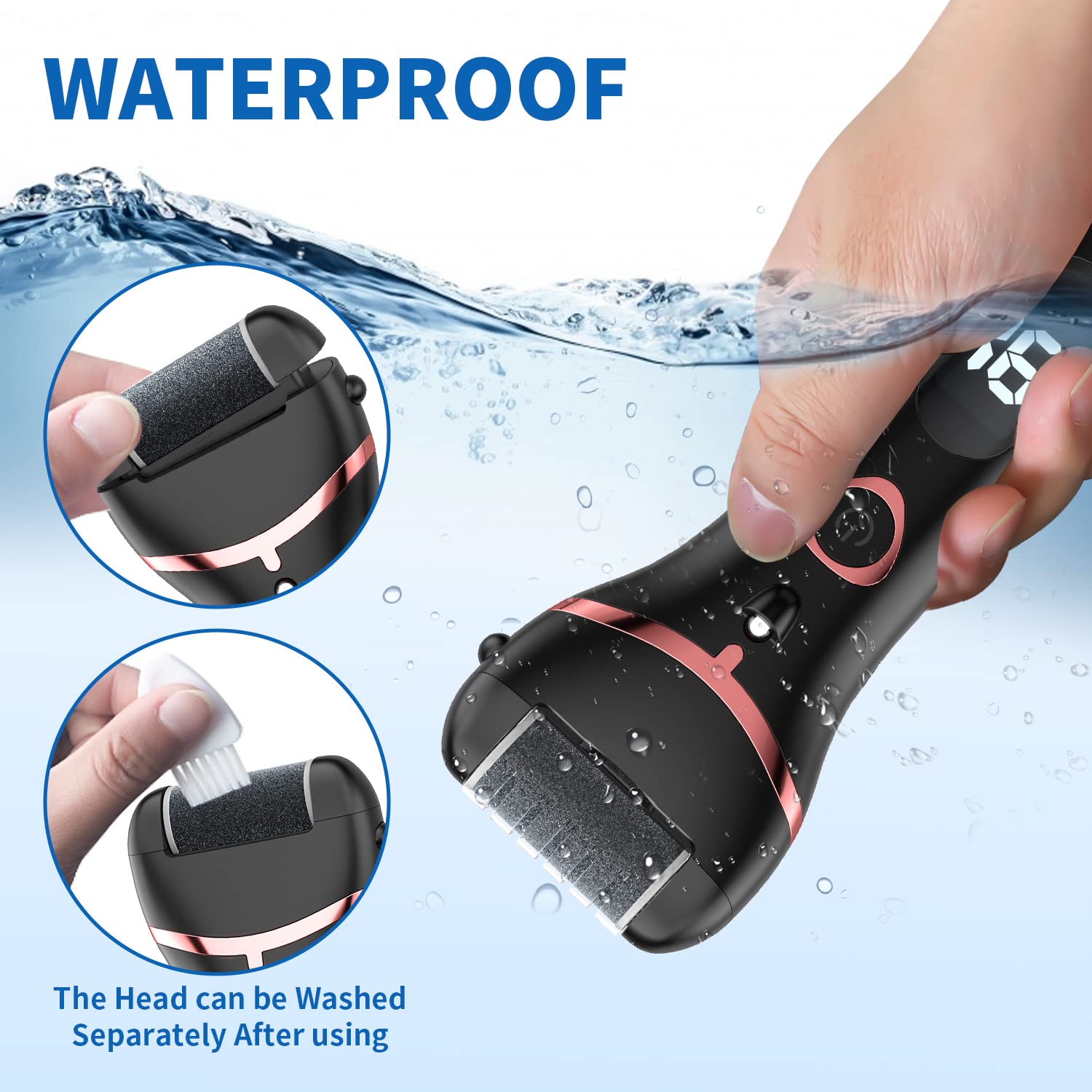 HANNEA Electric Callus Remover, Foot scrubber for dead skin Removal, Professional Pedicure Kits with 3 Rollers Switchable, Improve Rough Heel, IP Waterproof Pedicure Machine Foot Care HANNEA Electric Callus Remover, Foot scrubber for dead skin Removal, Professional Pedicure Kits with 3 Rollers Switchable, Improve Rough Heel, IP Waterproof Pedicure Machine Foot Care